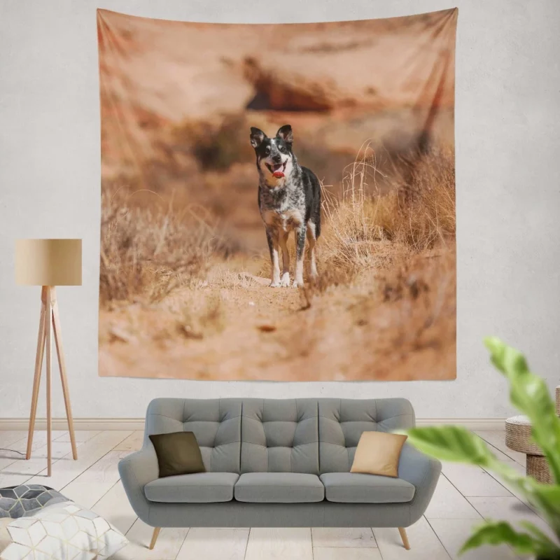 Australian Cattle Dog Amidst Bushes Wall Hanging Tapestry