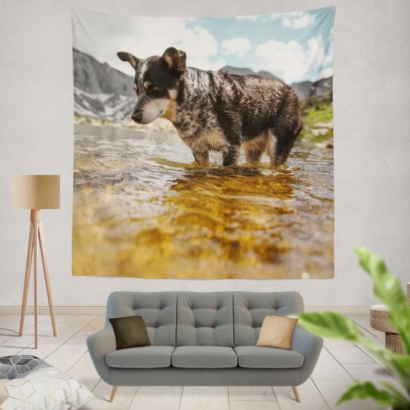 Australian Cattle Dog River Adventure Wall Hanging Tapestry