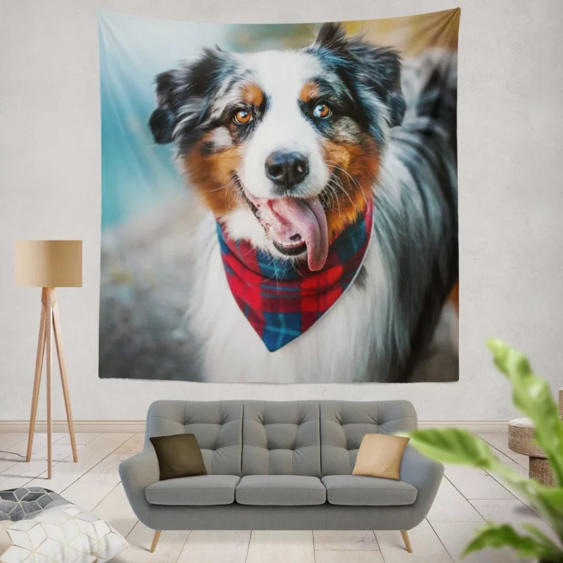 Australian Shepherd Blue-Eyed Aura Wall Hanging Tapestry