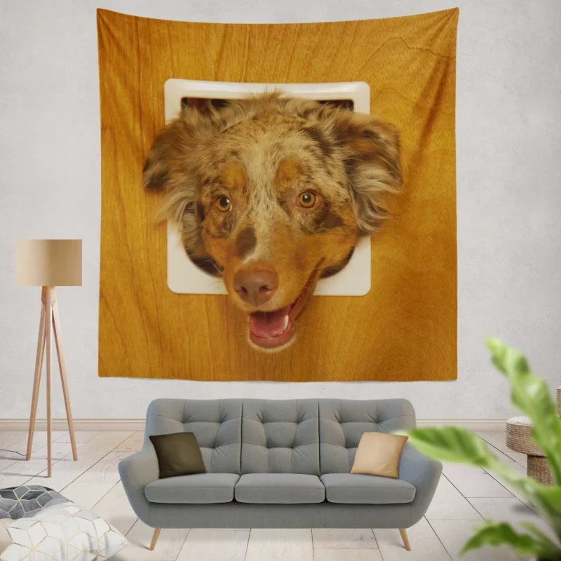 Australian Shepherd Captivating Headshot Wall Hanging Tapestry