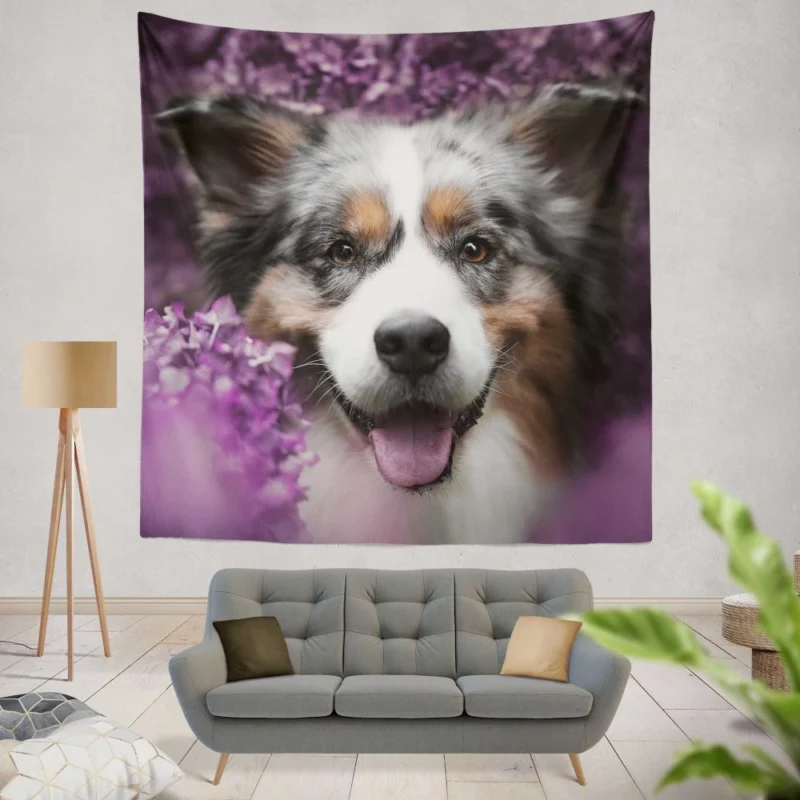 Australian Shepherd Intensity Wall Hanging Tapestry