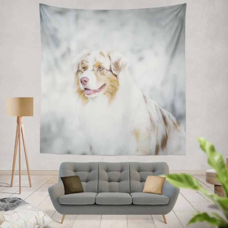 Australian Shepherd Playful Blur Energetic Spirit Wall Hanging Tapestry