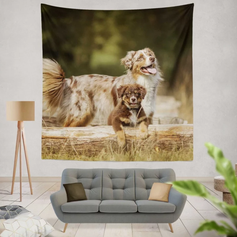 Australian Shepherd Playful Innocence Wall Hanging Tapestry