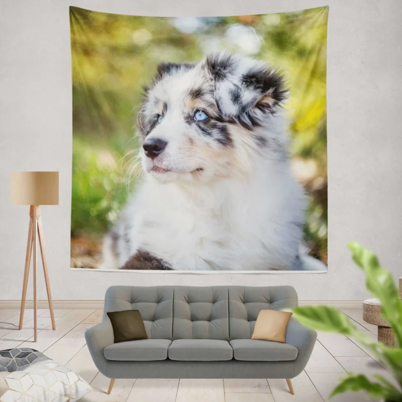 Australian Shepherd Pup Joy Baby Bliss Wall Hanging Tapestry