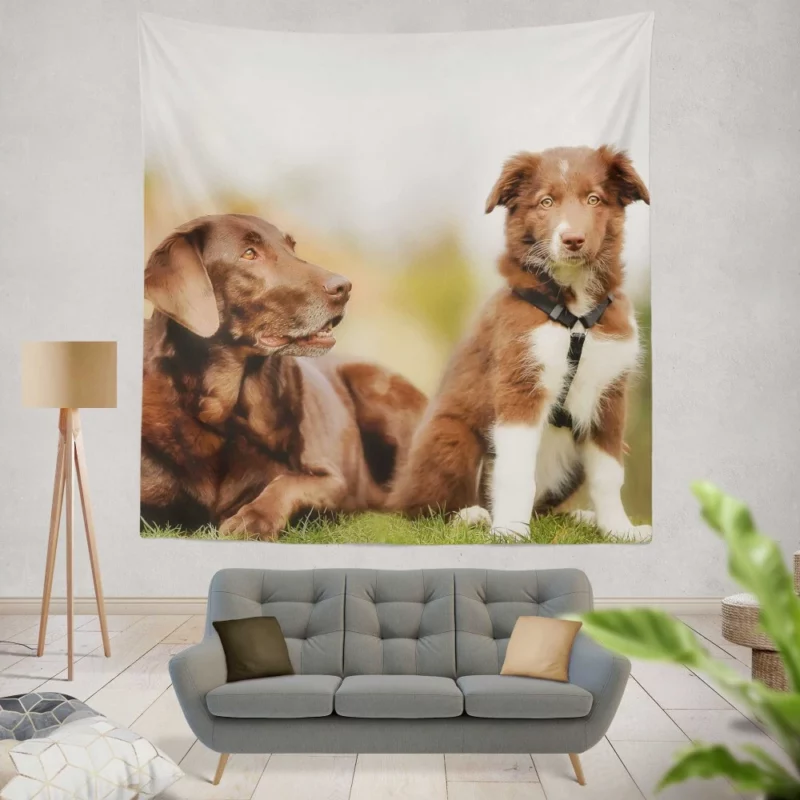 Australian Shepherd Puppies Furry Grace Wall Hanging Tapestry