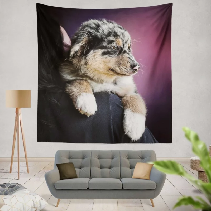 Australian Shepherd Puppy Charm Furry Joy Wall Hanging Tapestry