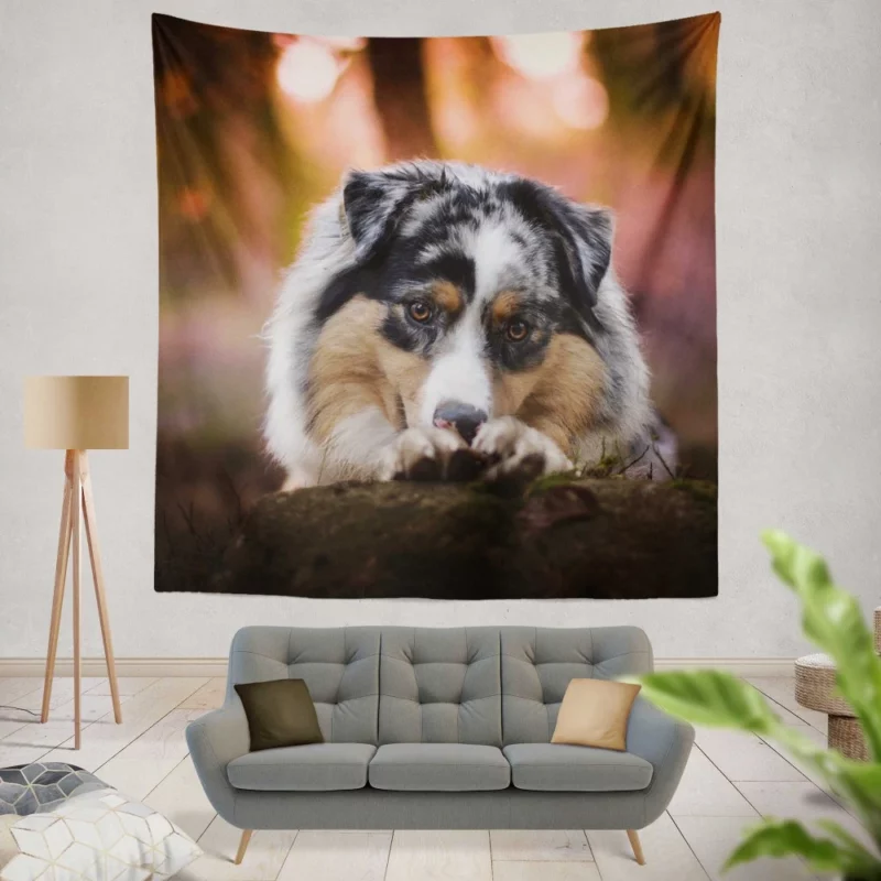 Australian Shepherd Spotted Adventure Wall Hanging Tapestry