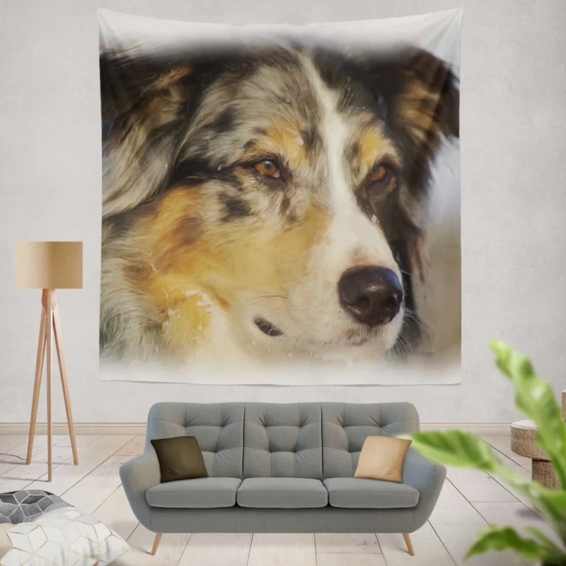 Australian Shepherd in Oil Furry Artistry Wall Hanging Tapestry