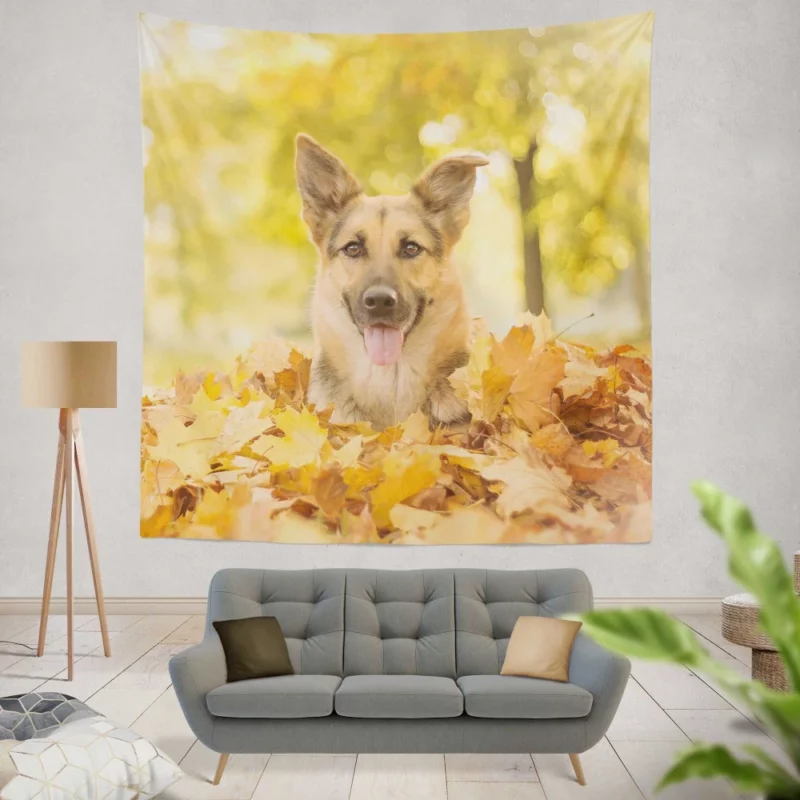 Autumn German Shepherd Wall Hanging Tapestry