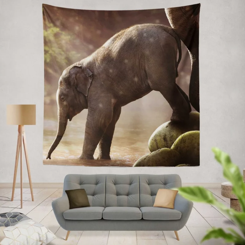 Baby Elephant Adorable Innocence Wall Hanging Tapestry