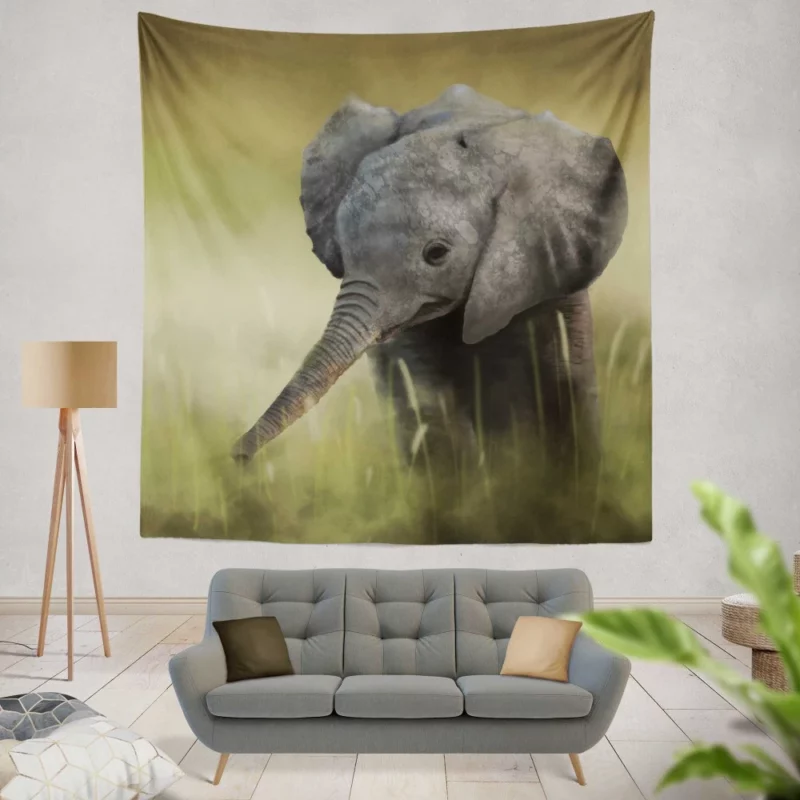 Baby Elephant Majestic Wonder Wall Hanging Tapestry