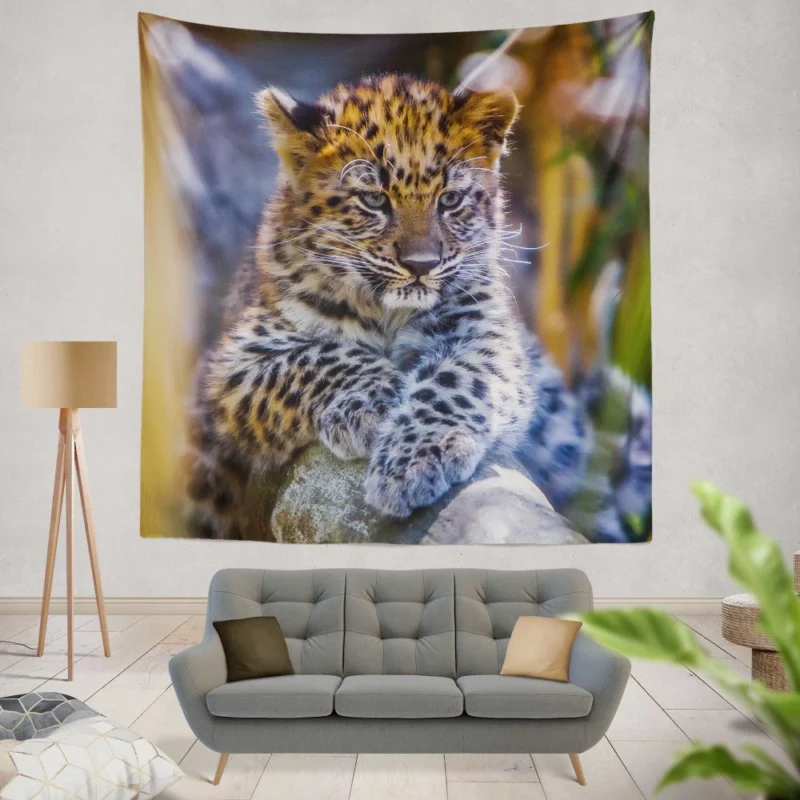 Baby Leopard Cub Playful Charm Wall Hanging Tapestry