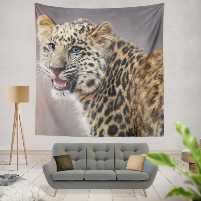 Baby Leopard Cub Playfulness Wall Hanging Tapestry