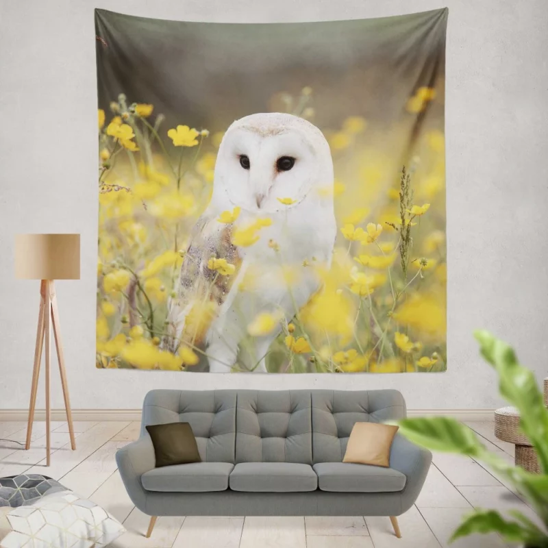 Barn Owl Nocturnal Majesty Silent Stare Wall Hanging Tapestry