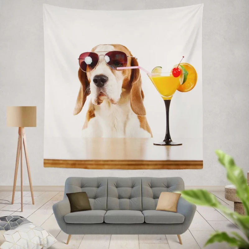 Basset Hound Cocktail Affair Stylish Fun Wall Hanging Tapestry