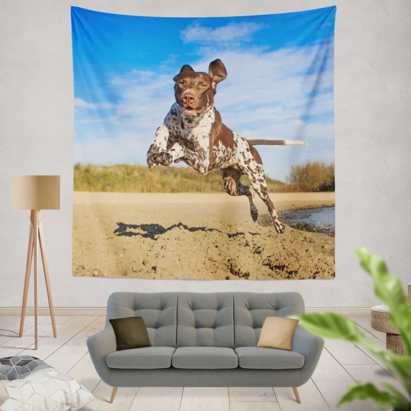 Beach Running German Shorthaired Pointer Wall Hanging Tapestry