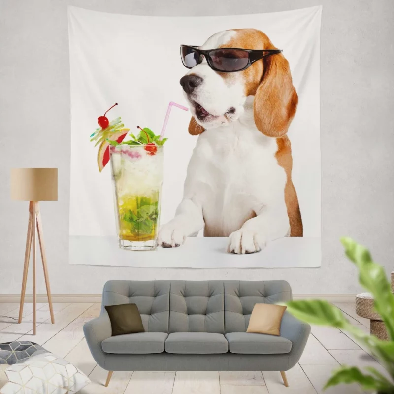 Beagle Cocktail Affair Summer Fun Wall Hanging Tapestry