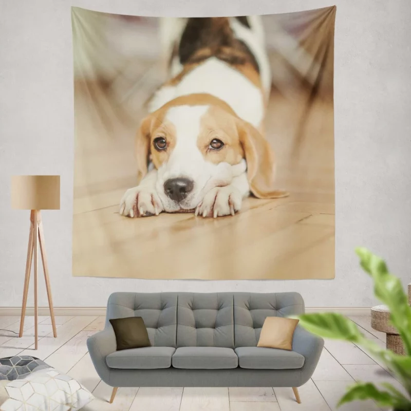 Beagle Muzzle in Blur Curious Antics Wall Hanging Tapestry