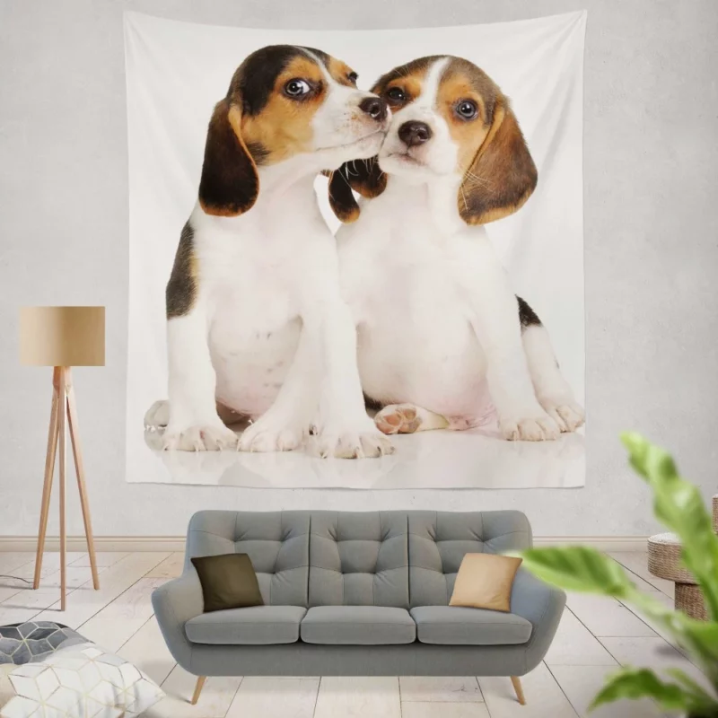 Beagle Puppies Playful Innocence Wall Hanging Tapestry