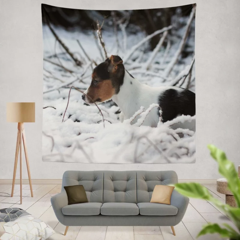 Beagle Puppy Snowy Adventure Wall Hanging Tapestry