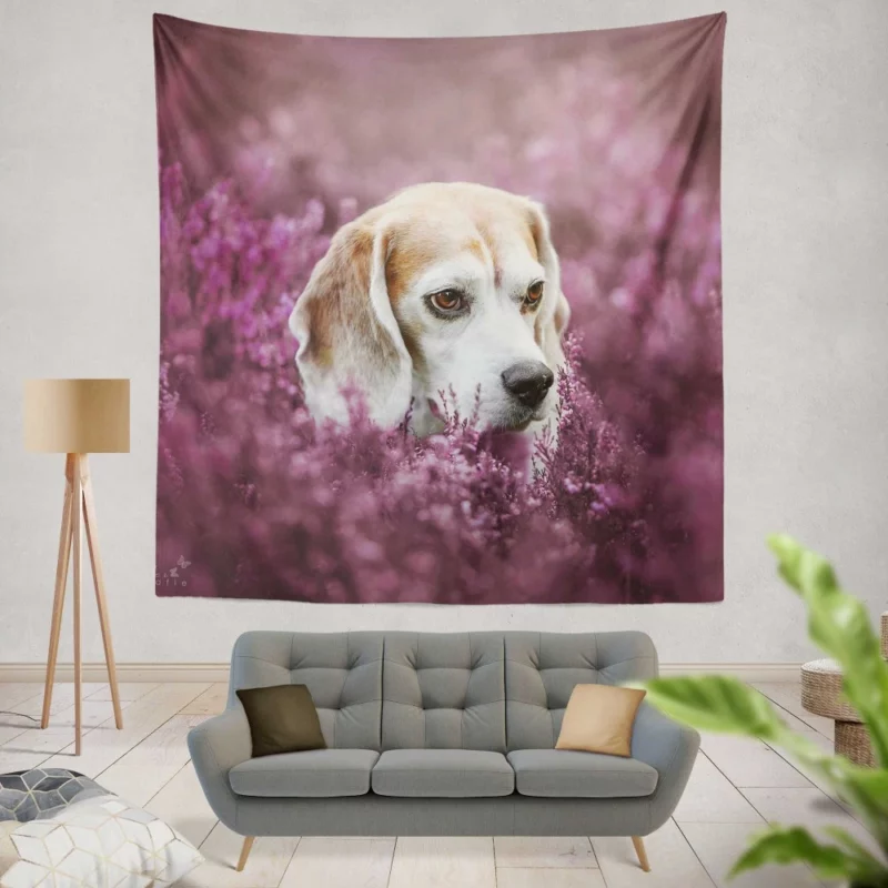 Beagle Purple Serenade Floral Fascination Wall Hanging Tapestry