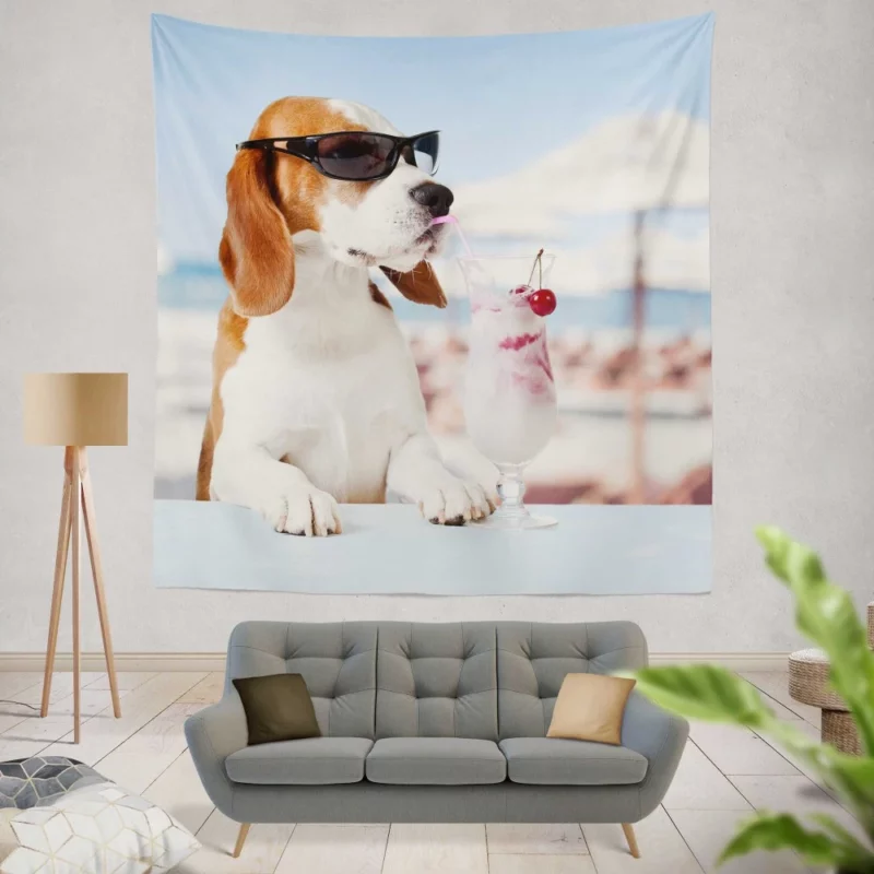 Beagle Summer Style Sunglass Adventure Wall Hanging Tapestry