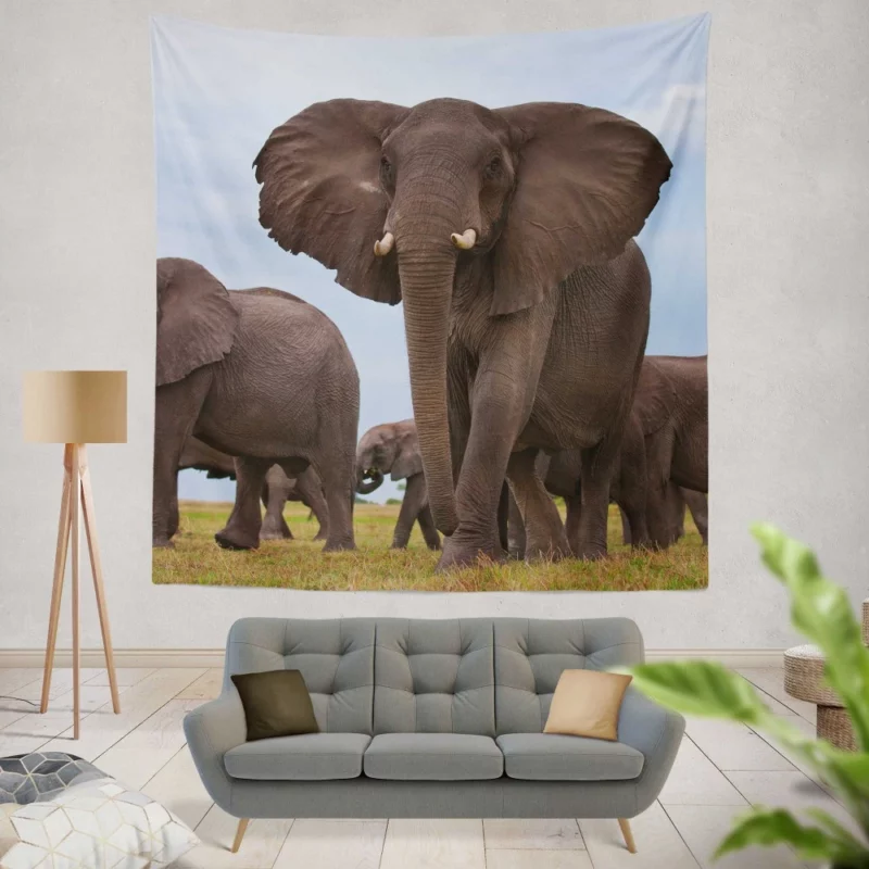 Beautiful Elephants Majestic Herd Wall Hanging Tapestry