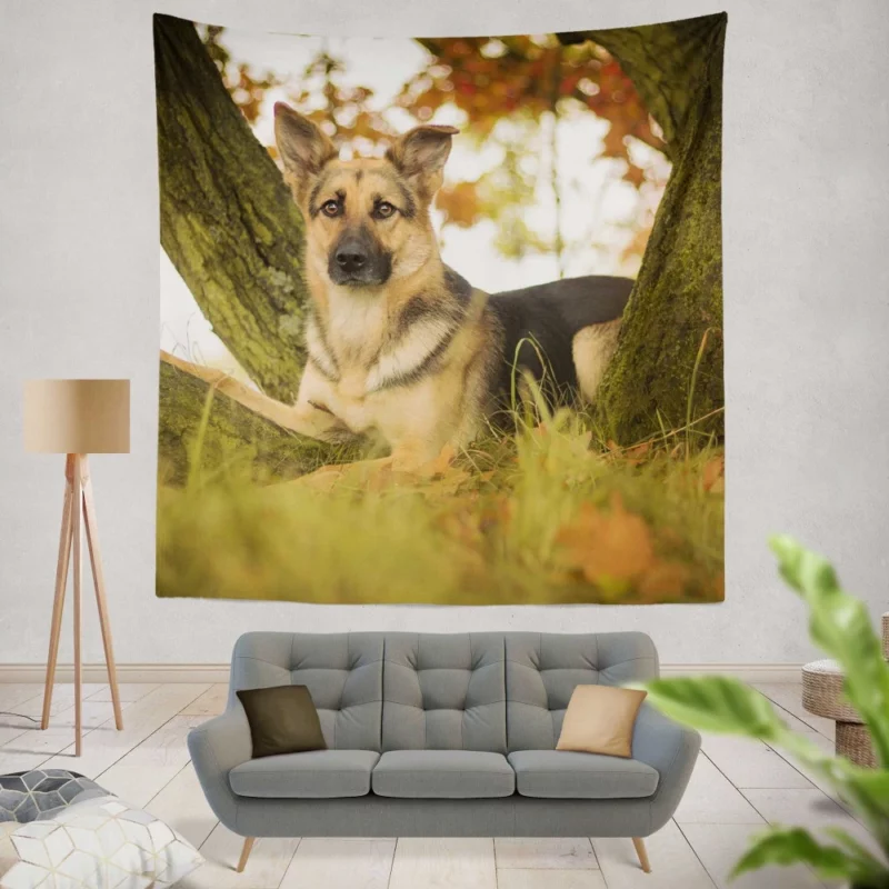 Beautiful German Shepherd Regal Stance Wall Hanging Tapestry