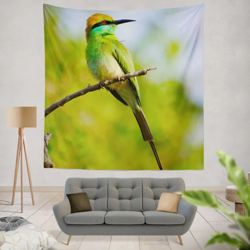 Bee-eater Branch Pose Vibrant Bird Wall Hanging Tapestry