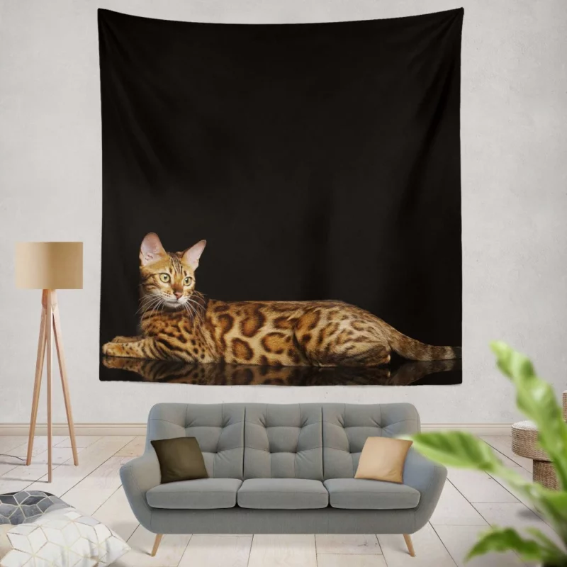 Bengal Cat Reflective Gaze Mysterious Charm Wall Hanging Tapestry