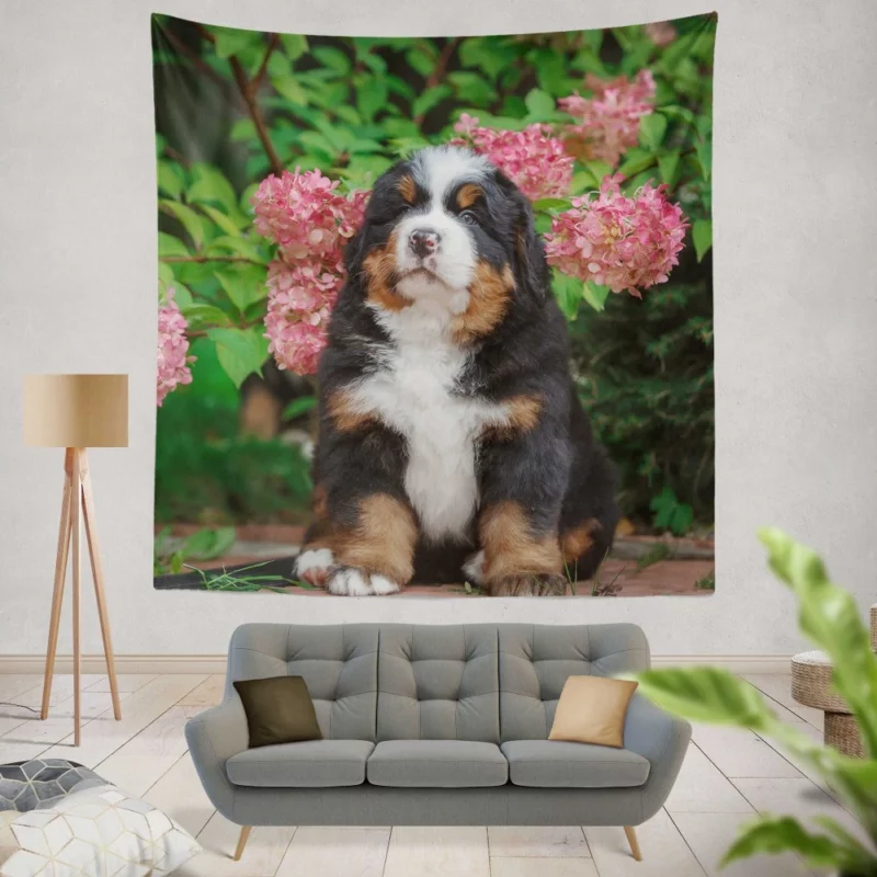 Bernese Mountain Dog Puppy Wholesome Charm Wall Hanging Tapestry