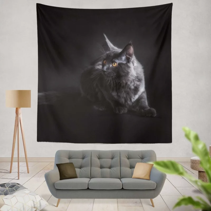 Black Cat Portrait Mysterious Elegance Wall Hanging Tapestry