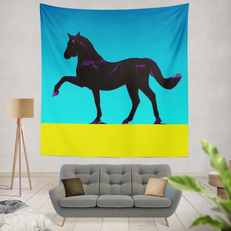 Black Horse Majestic Presence Wall Hanging Tapestry