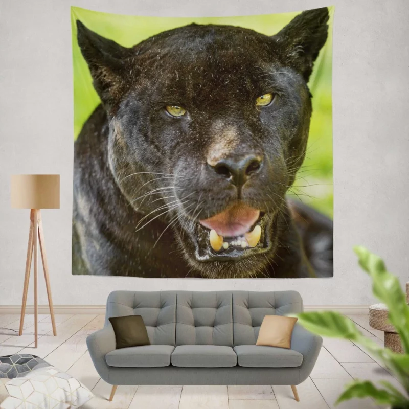 Black Panther Enigmatic Gaze Stealth Wall Hanging Tapestry