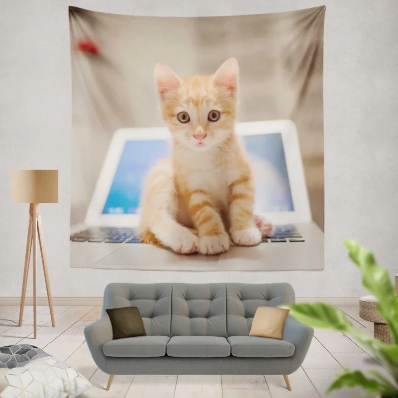 Black & White Kitten Enigmatic Beauty Wall Hanging Tapestry