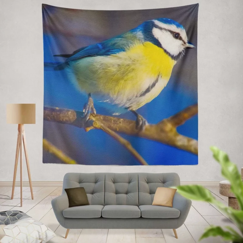 Blue Tit Canvas Print Avian Art Wall Hanging Tapestry