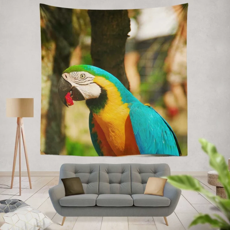 Blue-and-yellow Macaw Close-Up Beauty Wall Hanging Tapestry