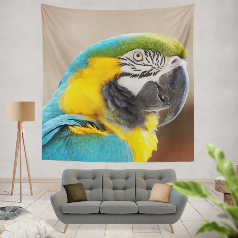 Blue-and-yellow Macaw Close-Up Elegance Wall Hanging Tapestry