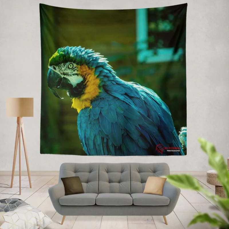 Blue-and-yellow Macaw Vibrant Portrait Parrot Elegance Wall Hanging Tapestry