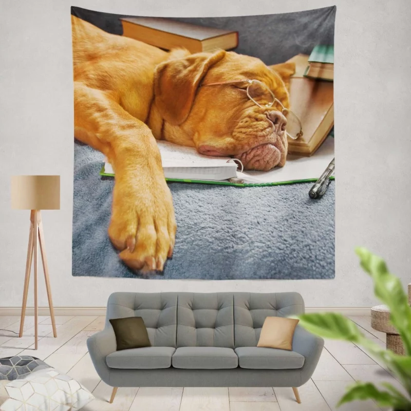 Bookworm Bordeaux Dogue de Bordeaux Wall Hanging Tapestry