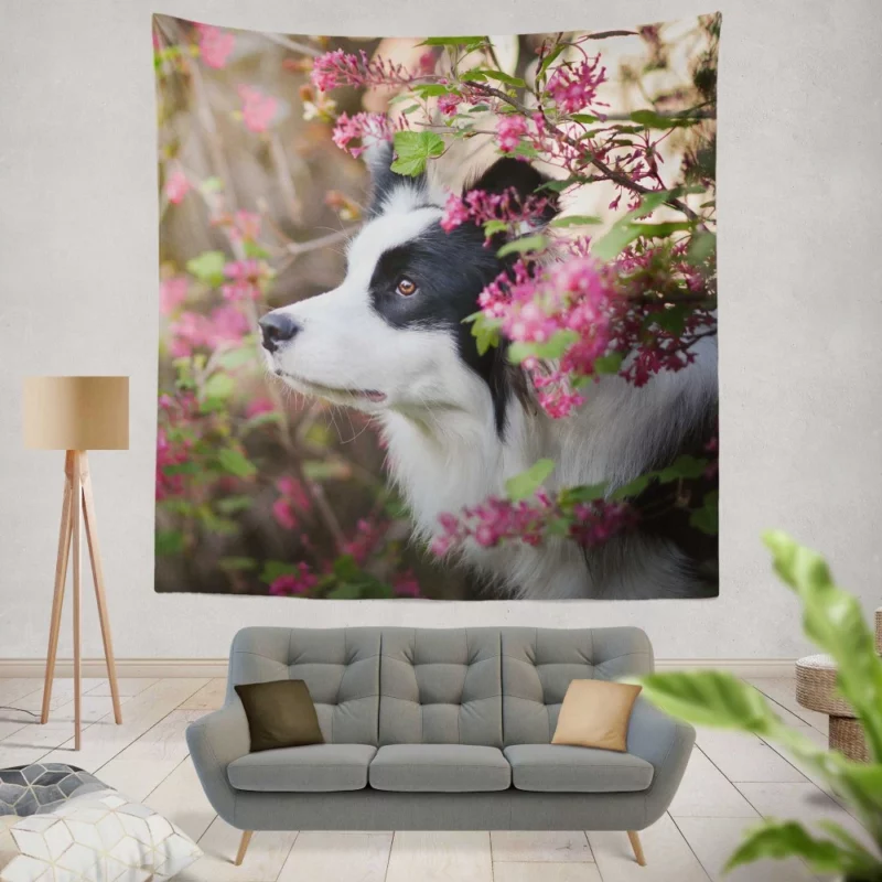 Border Collie Furry Elegance Wall Hanging Tapestry