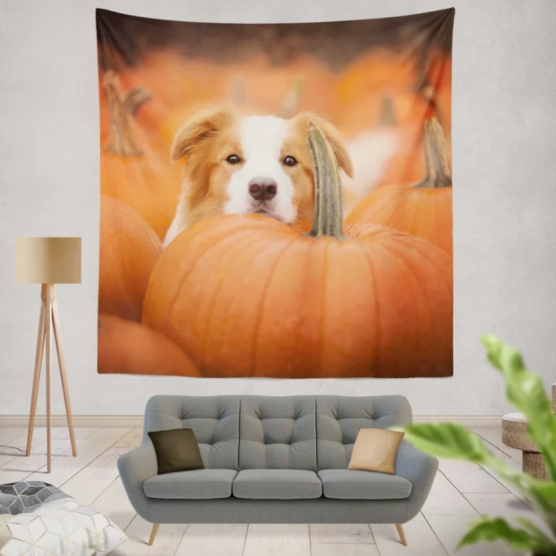 Boston Terrier Autumn Adventure Furry Delight Wall Hanging Tapestry