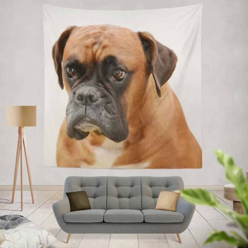 Boxer Soulful Portrait Pensive Pup Wall Hanging Tapestry