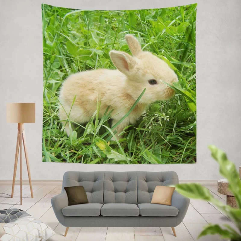 Bunny Meadow Adventure Whimsical Charm Wall Hanging Tapestry