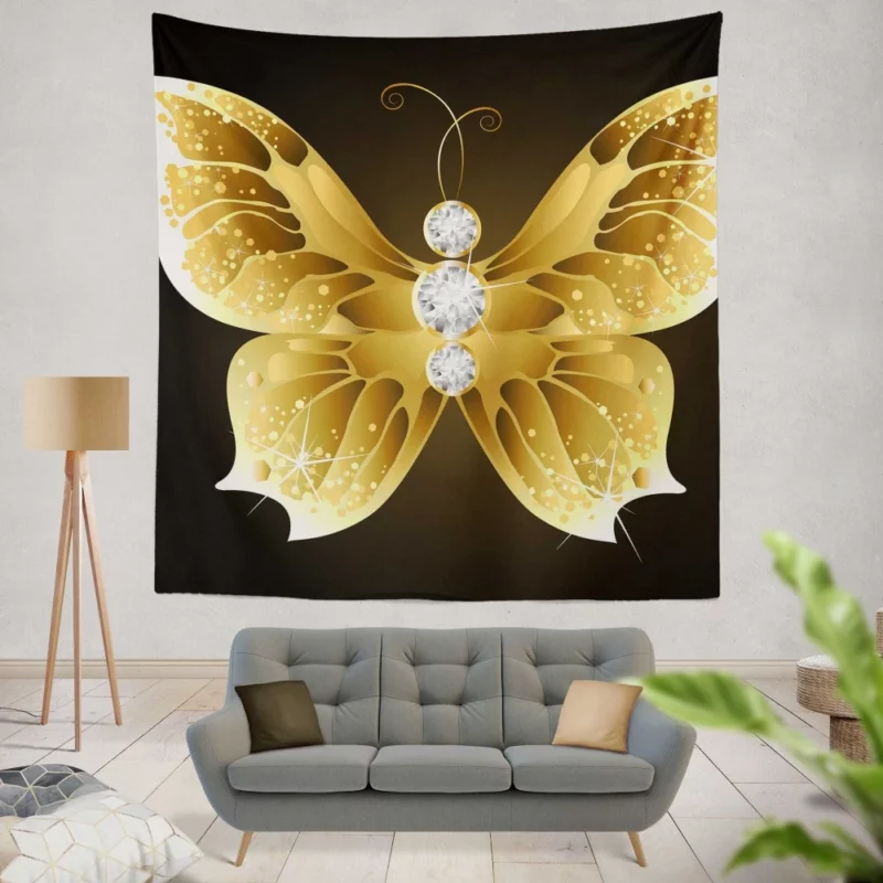 Butterfly Diamond Dance Nature Sparkle Wall Hanging Tapestry