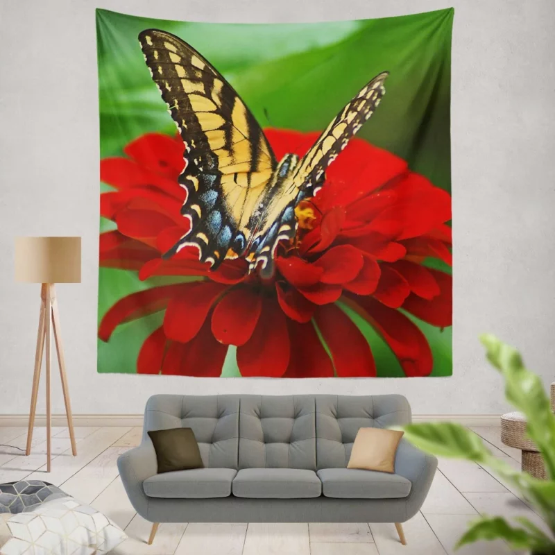 Butterfly Floral Dance Vibrant Elegance Wall Hanging Tapestry