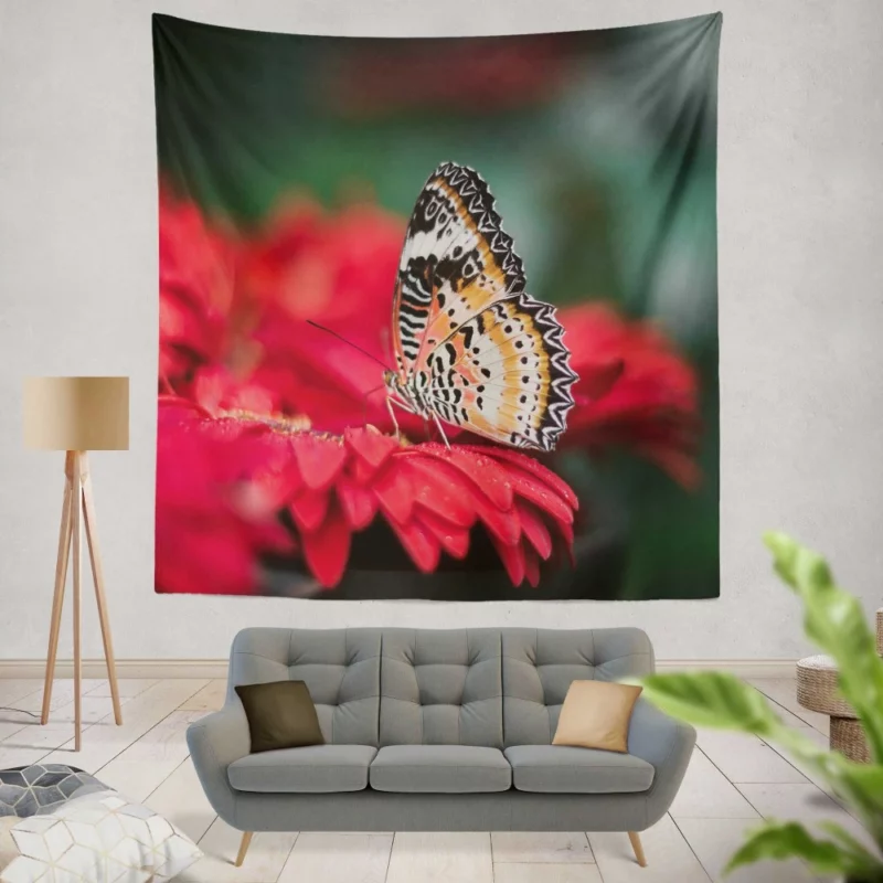 Butterfly Nectar Quest Floral Elegance Wall Hanging Tapestry