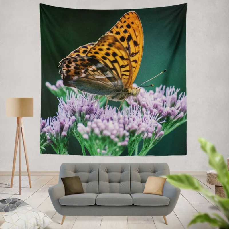 Butterfly and Blooms Wall Hanging Tapestry