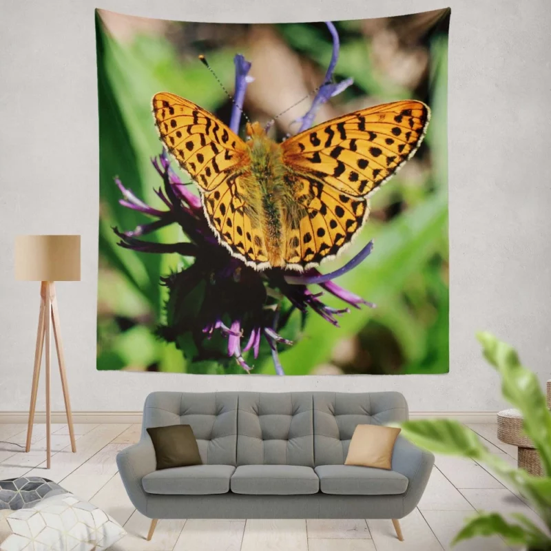 Butterfly on Blossom Delicate Elegance Wall Hanging Tapestry