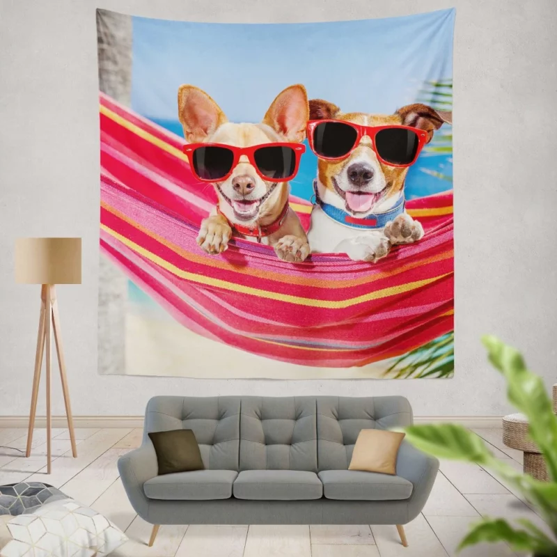 Canine Companions Hammock Relaxation Wall Hanging Tapestry